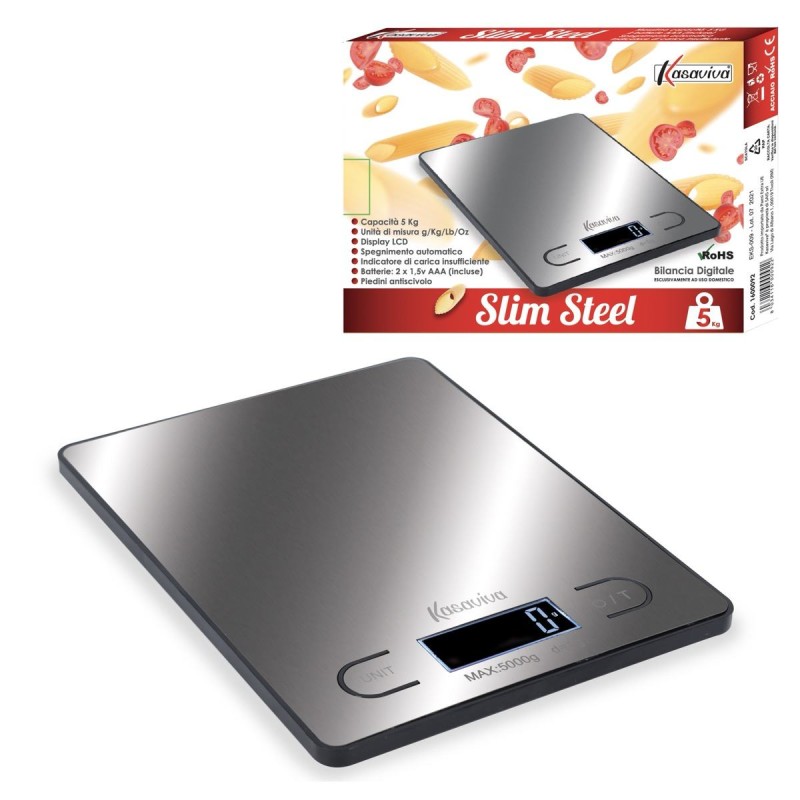 BILANCIA SLIM STEEL DIGITALE 5KG.