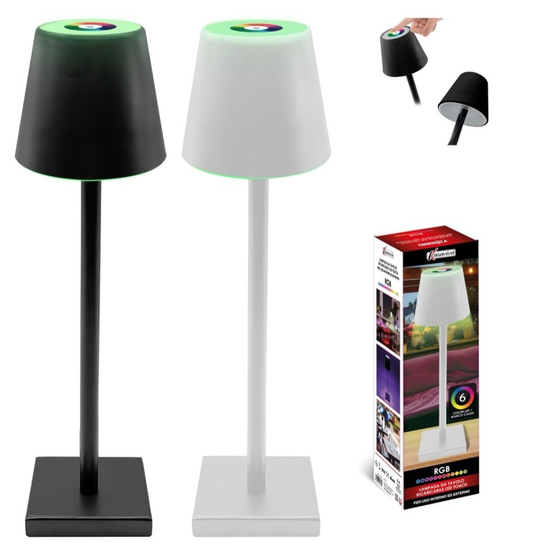 LAMPADA DA TAVOLO LED RICARICABILE,TOUCH, LUCE RGB CM 38H 2ASS