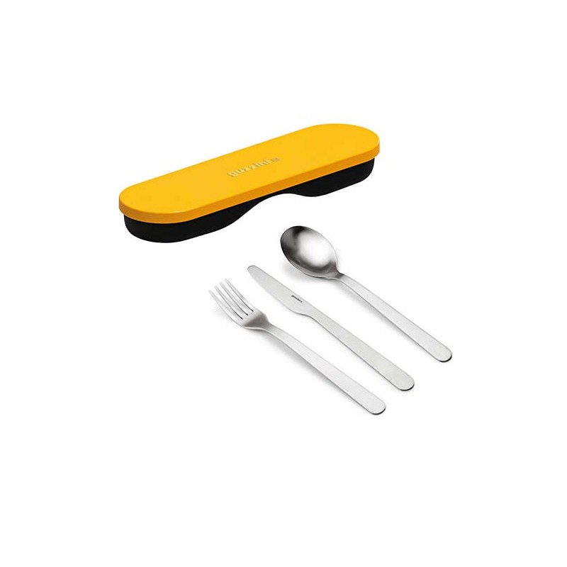 POSATE DA VIAGGIO CON CUSTODIA STORE & GO GUZZINI YELLOW